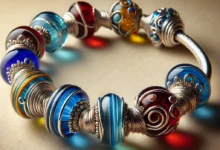 glass bead bracelet italy silver wire​