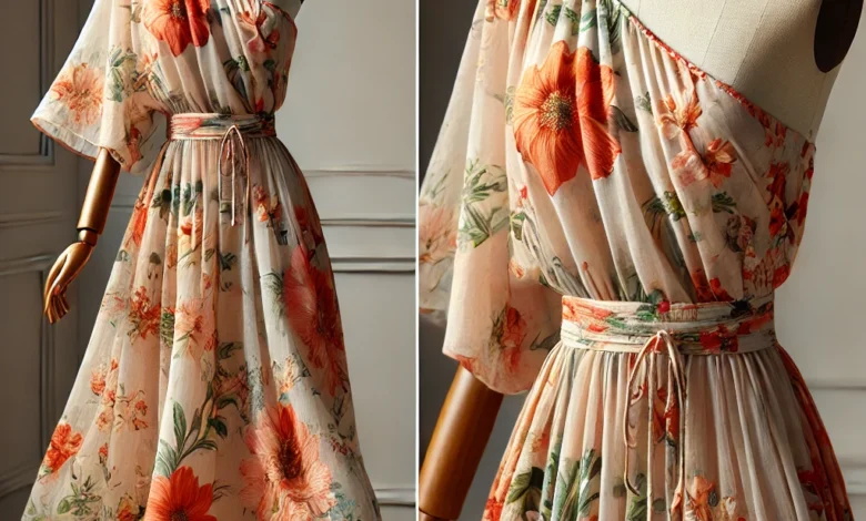 levana one shoulder floral maxi dress